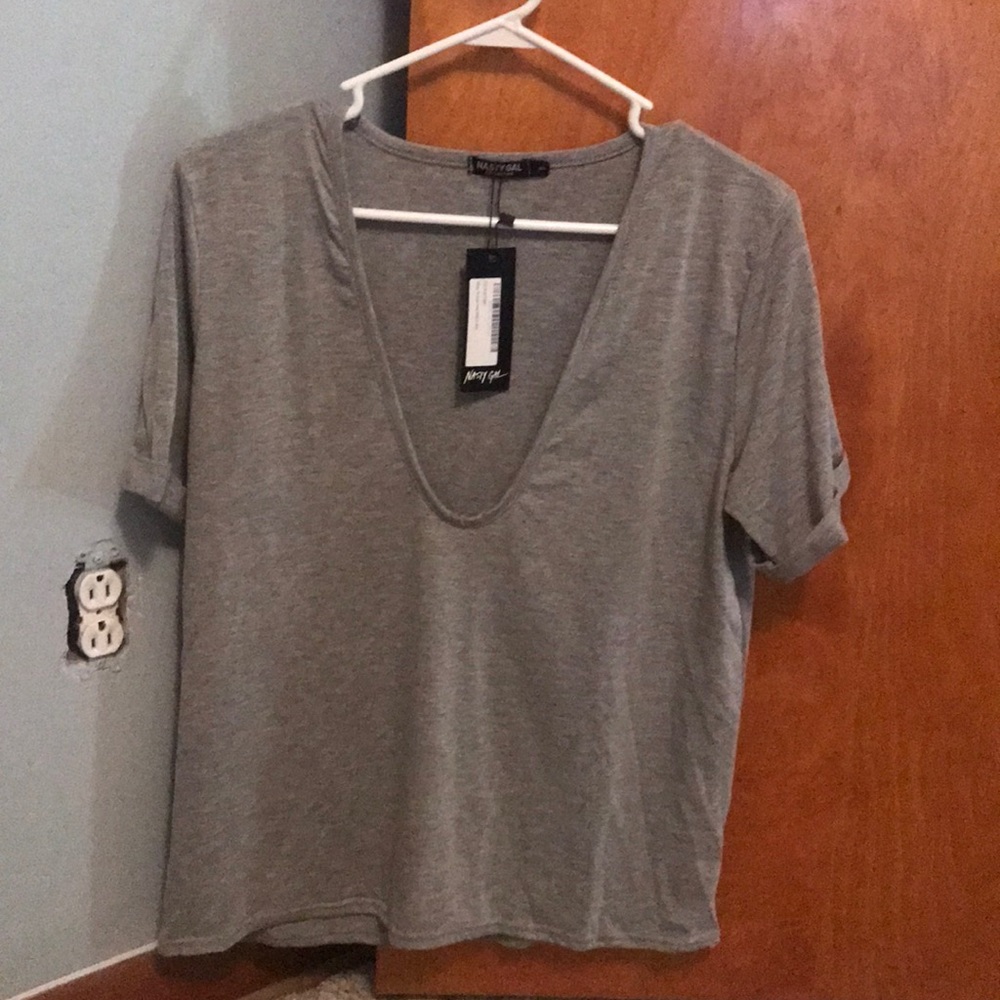 Nasty Gal Deep V T-Shirt NEW with tags! Size M/L